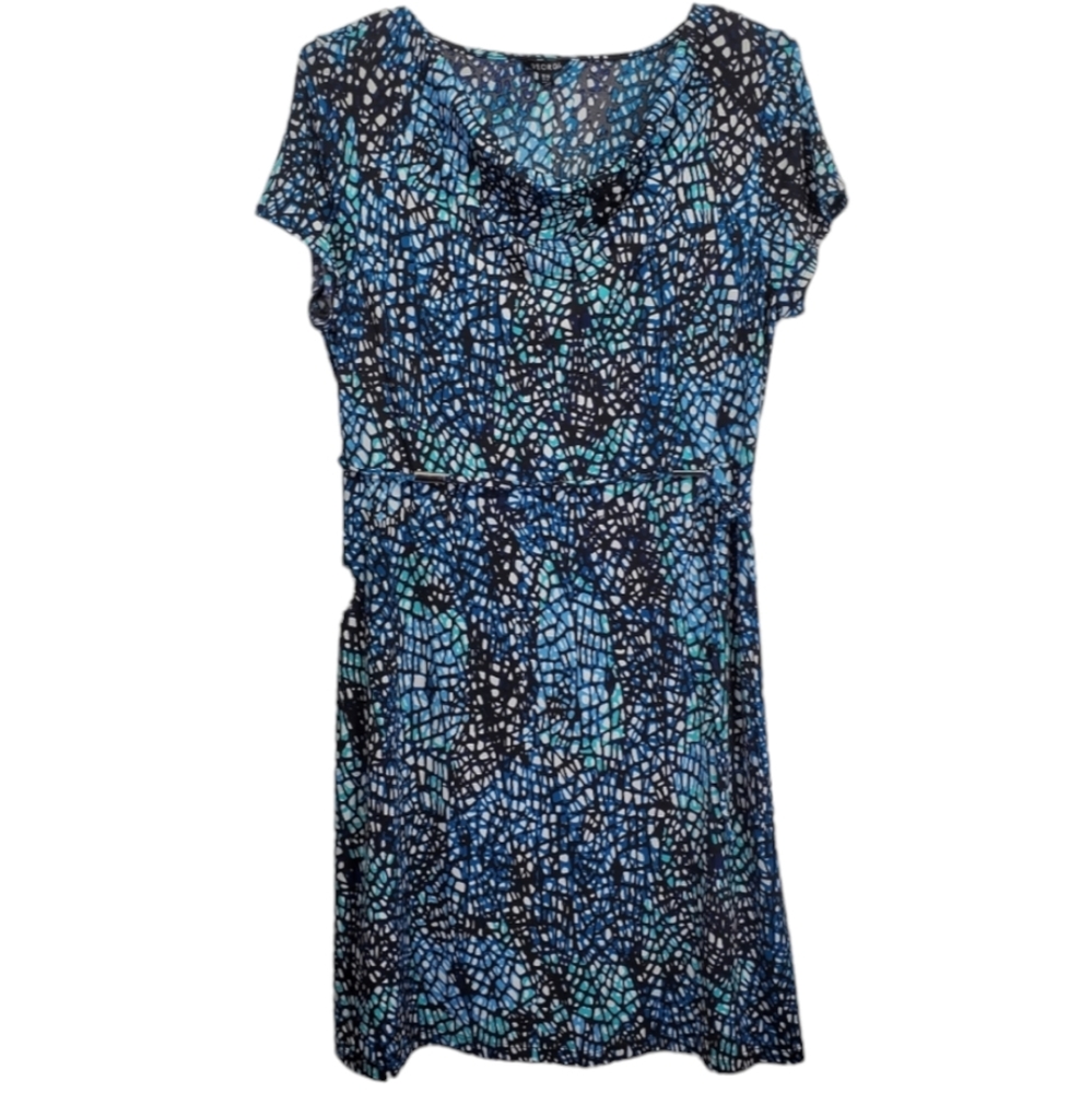 George Women's Dress Cowl Neck Midi Abstract Print Modest Size XL(16-18)